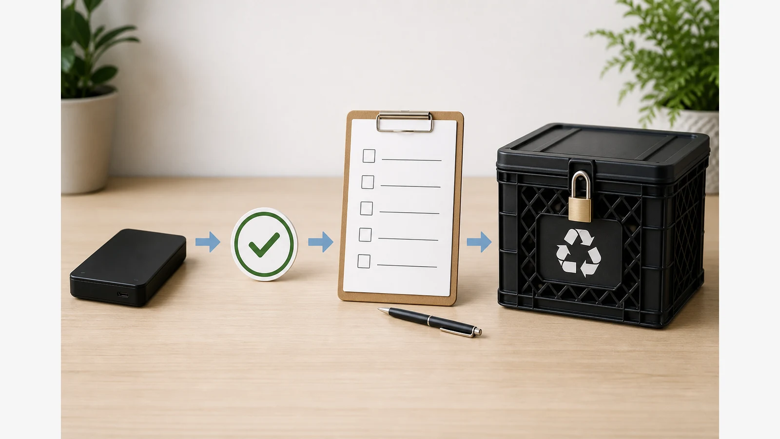 External hard drive prepared for secure data sanitisation before UK recycling